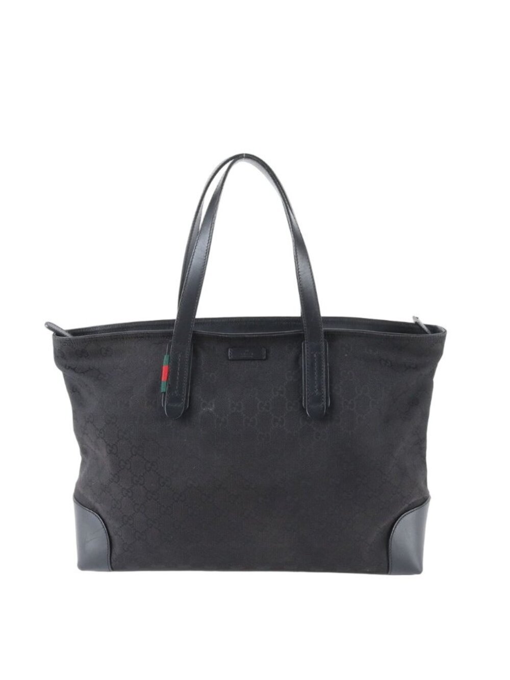 Gucci GG Canvas Leather Tote Shoulder Business Document Black